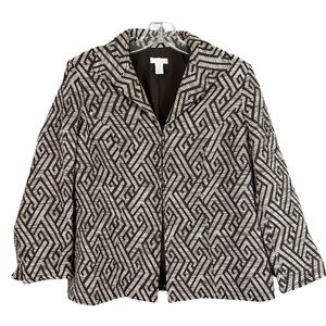 Chico’s Blazer Jacket Brown Cream Size 1 - Medium - Excellent Condition